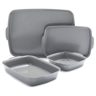 GreenPan Premiere Ovenware Healthy Ceramic 4 Piece Bakeware Set, Gray