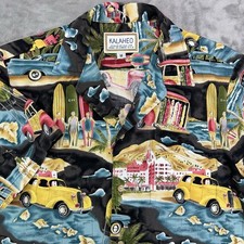 Vtg KALAHEO Hawaiian Shirt Mens Medium Road To Hana Surf Classic Woodie USA Made