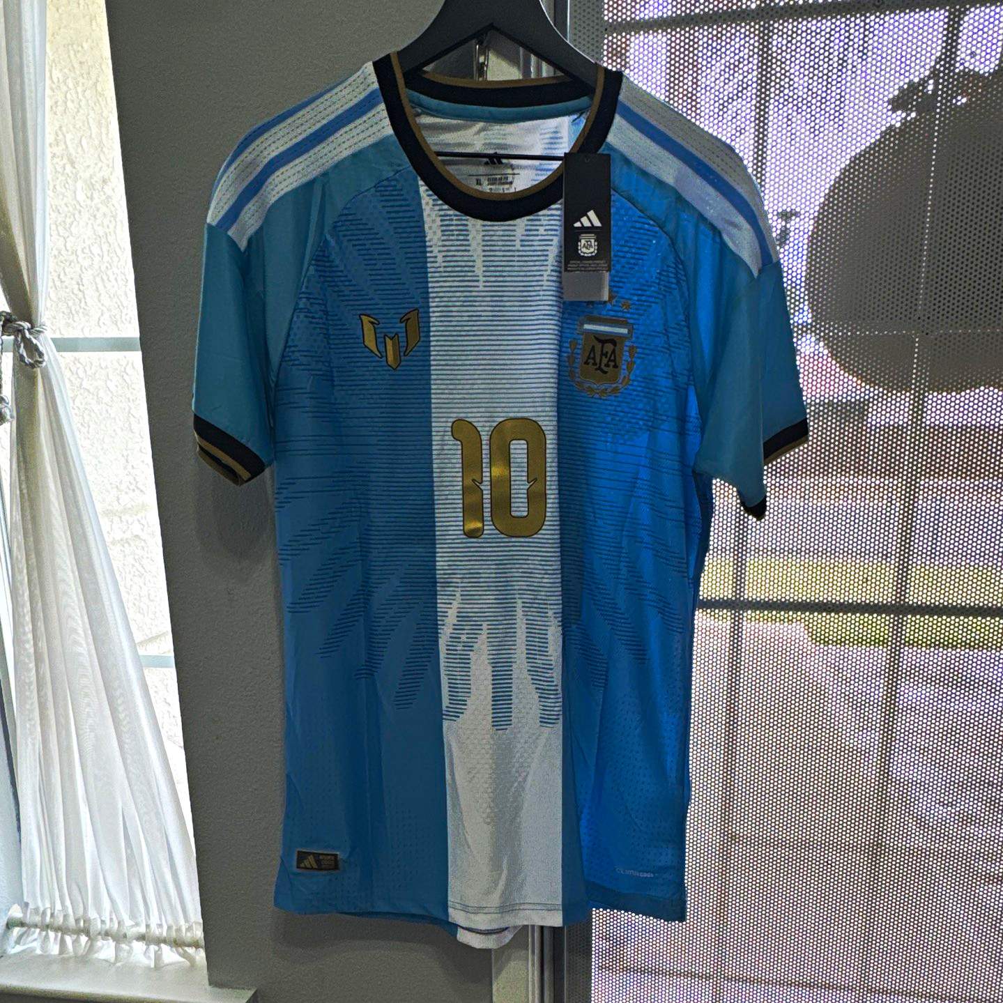 adidas Argentina Lionel Messi #10 Soccer Jersey Unisex Adult XL Blue/White