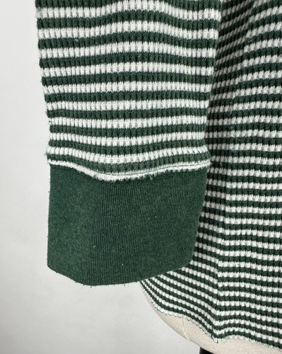 American Eagle Thermal Shirt Womens Medium Forest Green Stripe Waffle Knit Retro - Picture 10 of 14