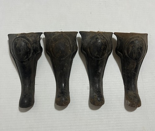 Antique Cast Iron Black Curved Scroll Bath Tub Feet Legs Lot Of 4