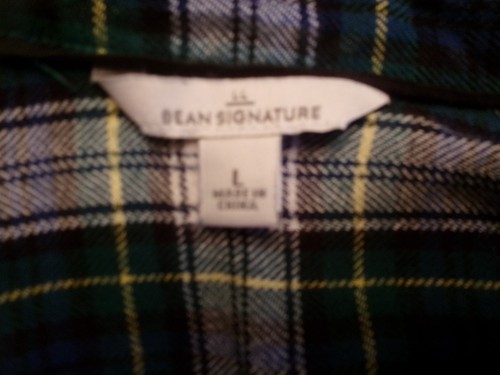 LL Bean Signature grün blau weiß Scotch kariert Viskose Flanell Hemd Größe L gebraucht, in einwandfreiem Zustand - Bild 5 von 5