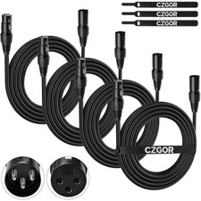 DMX Cable 10 ft, 4 Pack Flexible 3 Pin XLR Male to Female Cable Wire for Stag...