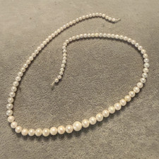 VINTAGE 25" CULTURED PEARL NECKLACE W/O ANY CLASP 17" JB1