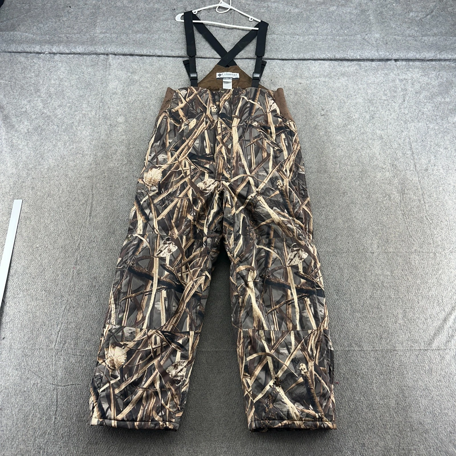 Columbia Bib Overall Men L Brown DH Marsh Camo Insulated Hunting Outdoor