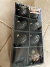 Broyhill Noel Nights 7pk Dark Green Heavy Glass Ribbed Ornaments in Package