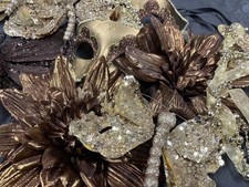 Venetian Christmas Tree Decoration Set Gold Bronze Sequin Mash Butterfly