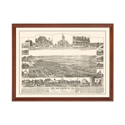 Old Map of Lodi, CA 1870 - Vintage Lodi California Art