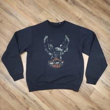 Harley Davidson Sweatshirt Mens M Black Eagle Graphic Crewneck Biker Pullover