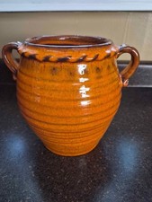 7" orange terracotta pot planter with handles