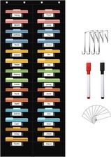 28 Pocket Hanging Wall File Organizer W/ 28 Name tag Pockets File Storage Pocket