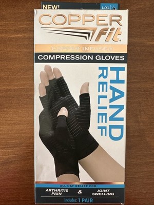 Copper Fit CFHRLXL111318 Hand Relief Compression Gloves - Large/Extra Large