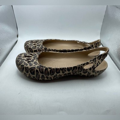 Crocs Kadee Leopard Print Slingback Flats size 7