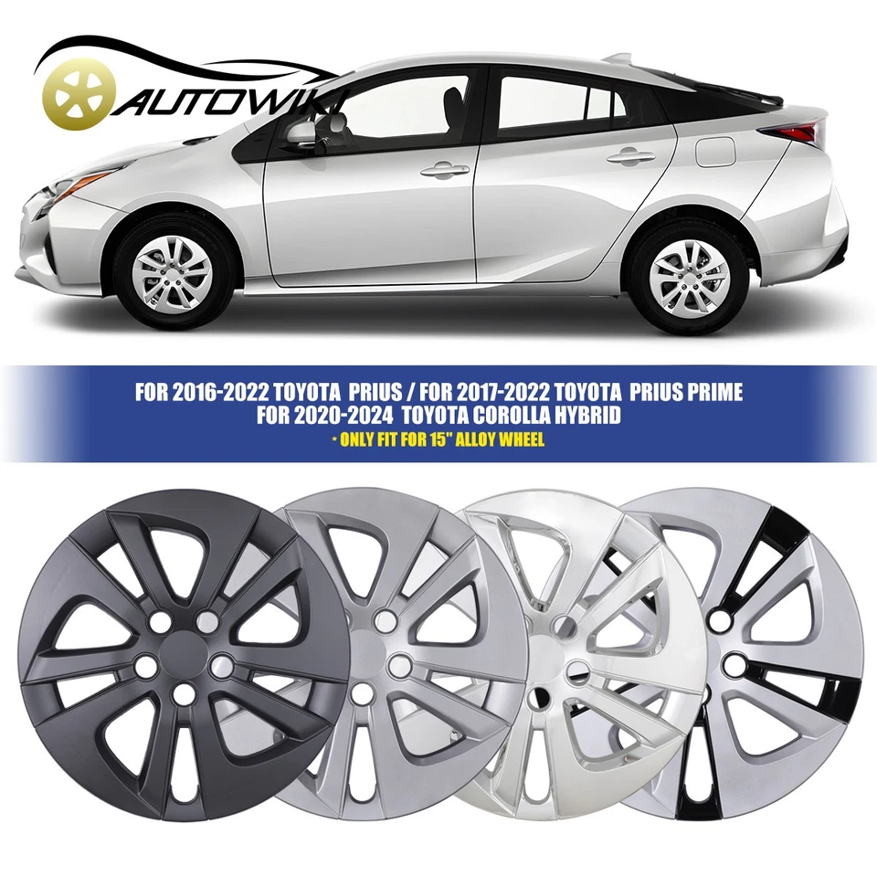 15" Set Of 4 Hubcaps Wheel Rims Cover For 2016-2022 TOYOTA PRIUS PRIME Snap On - Image 4 of 4