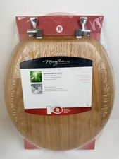 MAYFAIR 9601CP 378 Toilet Seat with Chrome Hinges, ROUND, Natural Oak Veneer