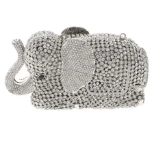 Silver Tone Metal Frame High End Rhinestone Clutch Bag HB3251-CLR