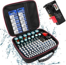 Battery Organizer Storage Case with Tester BT168, Hard Battery Daddy Storage ...