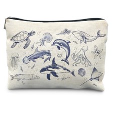 WUCHJ Ocean Animals Shark whale Makeup Bag, Sea Animal Beach Cosmetic Bags To...