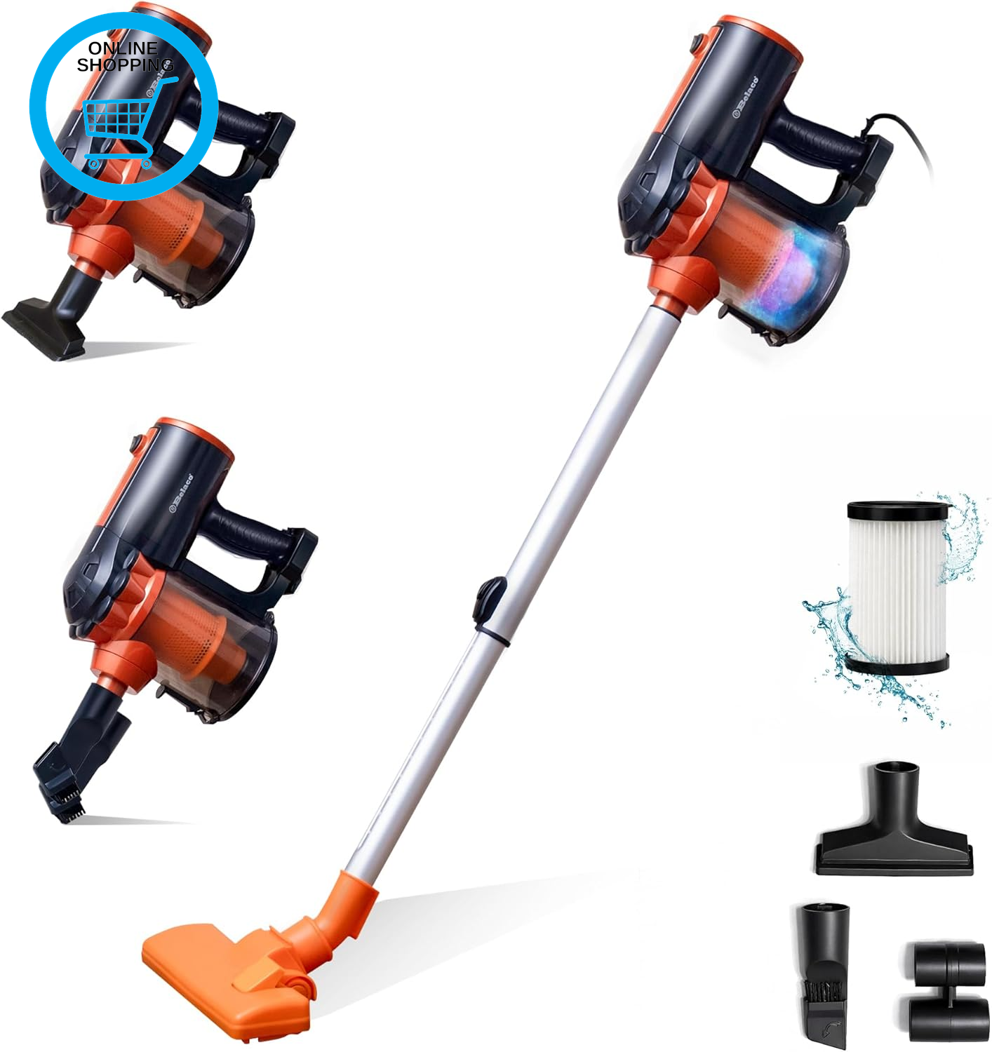 Corded Vacuum Cleaner 3-In-1 Stick & Handheld, 600W Bagless Multi-Cyclonic HEPA