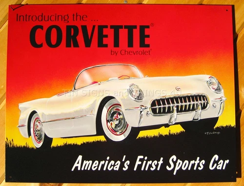 Introducing the Corvette TIN SIGN metal ad poster chevy vtg bar garage decor 719