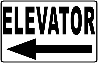 Elevator Sign with Optional Directional Arrow. Size Options