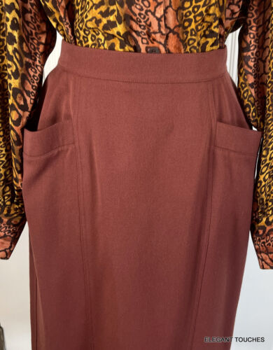 Gonna a matita vintage Krizia S/M 100% lana rosso ruggine midi Italia anni '90 ufficio - Foto 4 di 9