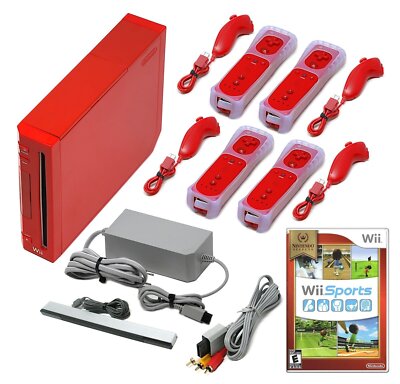 その他 Nintendo RVL-A-CJW Authentic Wii Console Red + Cords + Pick Controllers + Wii
