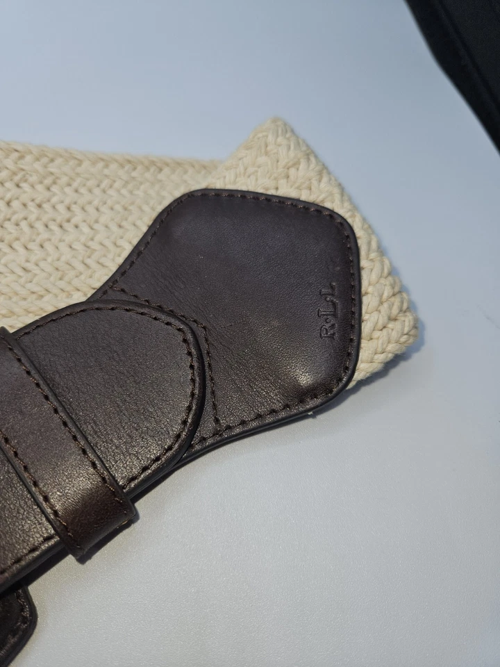 Cinturón de cintura LAUREN Ralph Lauren de cuero marrón y cuerda para mujer talla S Foto 4 de 4