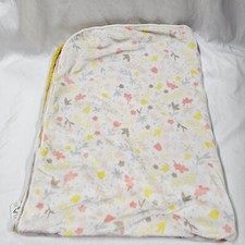 Cloud Island Pink Gray Tan Yellow White Sherpa Plush Baby Blanket Flowers Leaves