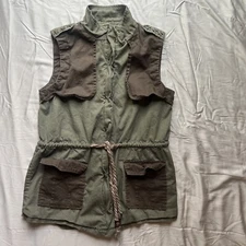Fifty Street Vest Army Green Collard Vest Women’s Size Small