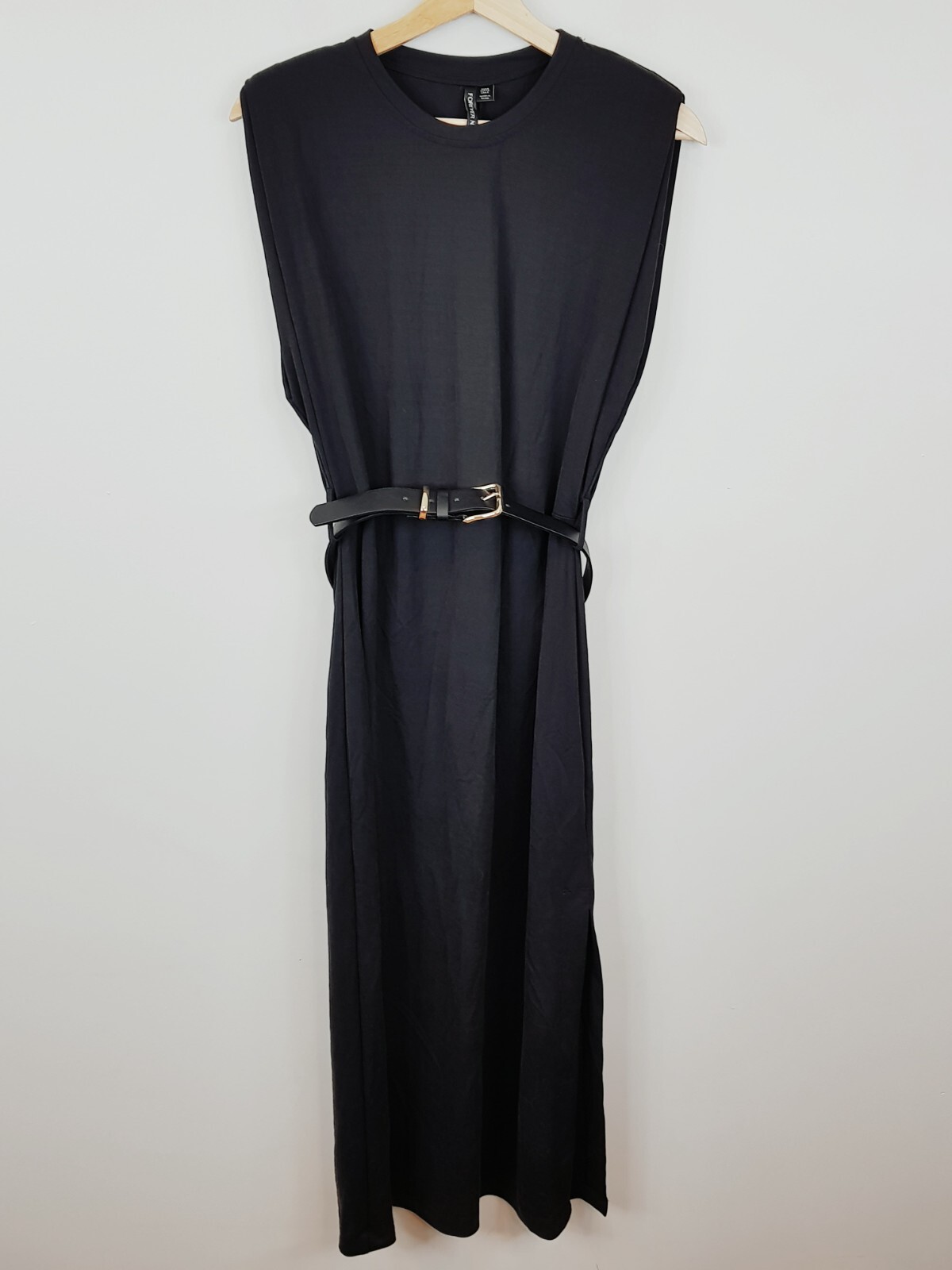 FOREVER NEW Black Zoe Shoulder Column Dress Size 8 with Belt