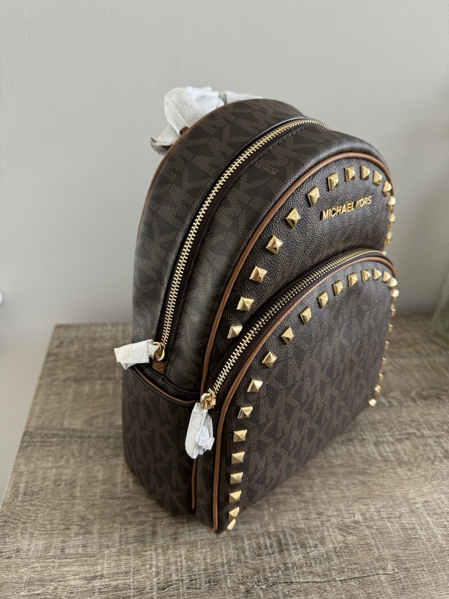NWT Michael Kors Abby Medium Frame Out Stud Backpack In BRN  display picture 2
