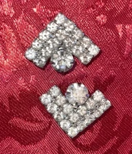 Art Deco 1920s Clear Rhinestone Shoe Dress Clips Silver Tone Vintage .75 inch