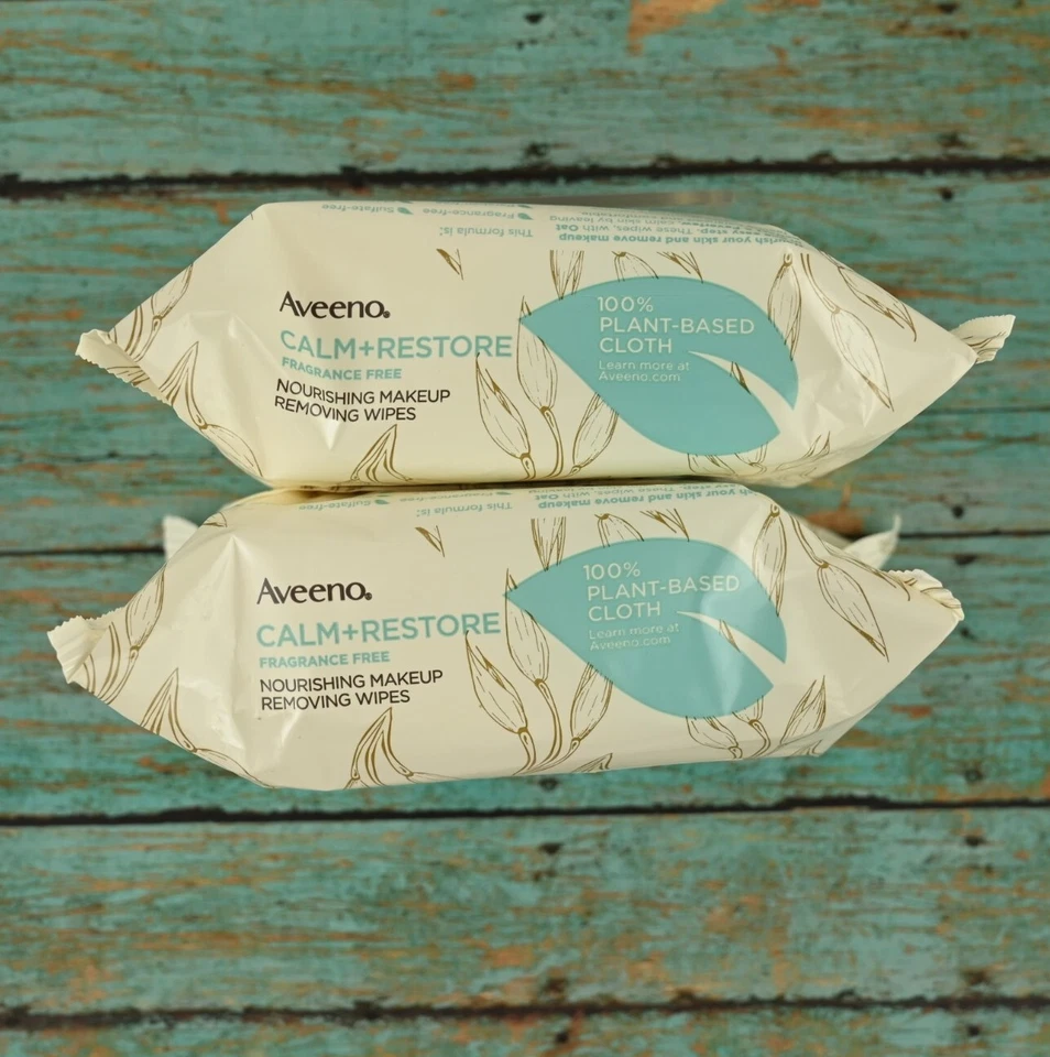 2x Aveeno Calm + Restaurar Toallitas Faciales Desmaquillantes Nutritivas 25CT a Base de Plantas Foto 3 de 4