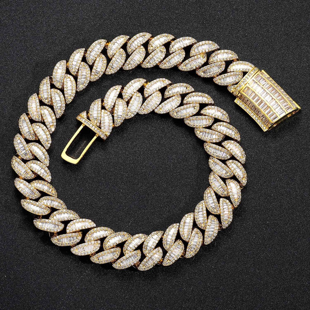 【激レア】The Rising Sun – Miami Bump 10k 2-Tone White and Rose Gold 28ctw Solid Miami Cuban Chain