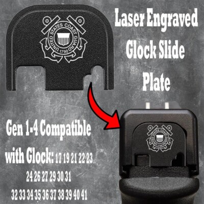 U.S. Coast Emblem 5 Rear Slide Plate Back Plate For Glocks Gen 1-4