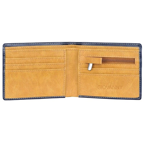 Brand New Authentic Blue BI-Fold Genuine Leather Mens Wallet - Picture 2 of 5