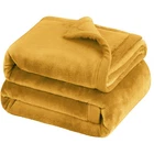 Ochre Mink Fleece Throws Ultra Soft Reversible Twin Queen Size Sofa Bed Blankets