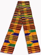 African Handwoven Kente Scarf Ghana Sash Asante Stole African Art Textile Cloth