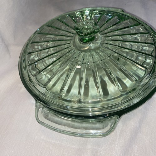 Martha Stewart Everyday MSE Lidded 2 Qt Green Glass Casserole Dish Handles Bake - Foto 13 di 14
