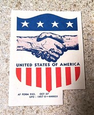 Vintage 50's  Patriotic Label, Sticker USA Armed Forces- Air Force, Patriot Army