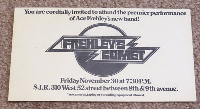 KISS ACE FREHLEY DEBUT SHOW TICKET SIR STUDIOS NEW YORK CITY, NY 11/30/84