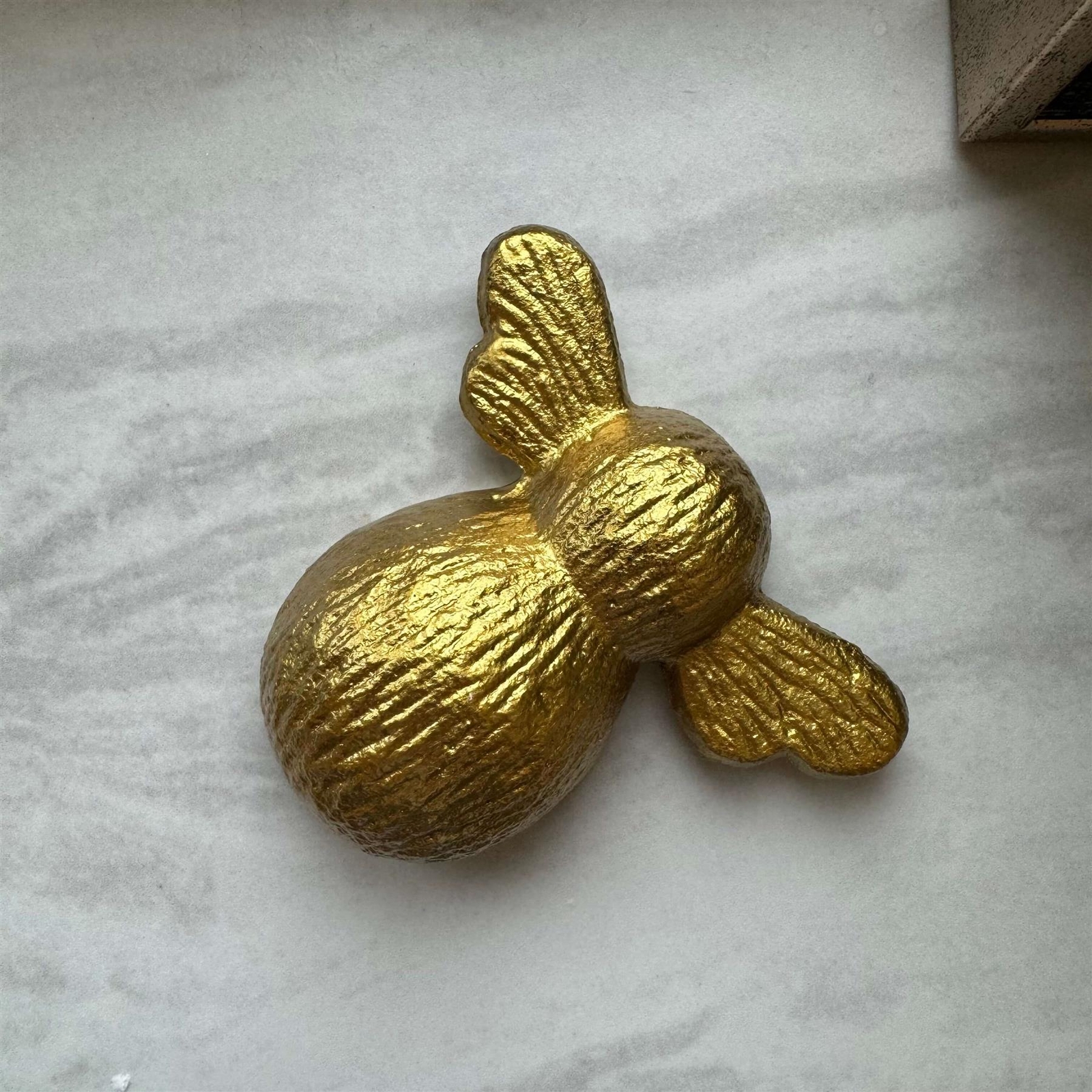 Small Gold Cast Iron Bumblebee Ornament - Tabletop Metal Insect