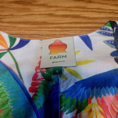Farm Rio Women's Macaw Flight Jumpsuit V-Neck Puff Sleeve Size Small Multicolor - Picture 5 of 18