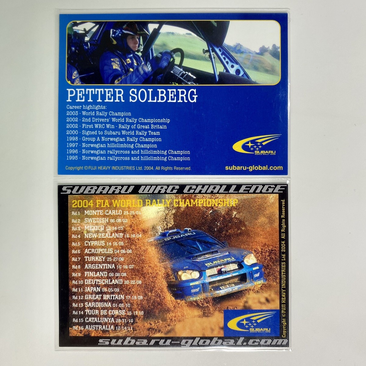 2004 Fuji Heavy Industries Trading Cards Petter Solberg Subaru WRC