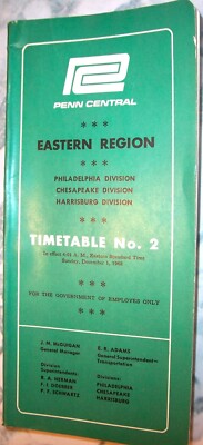 PENN CENTRAL RAILROAD Train 1968 Eastern Region TIMETABLE Conductor Engineer