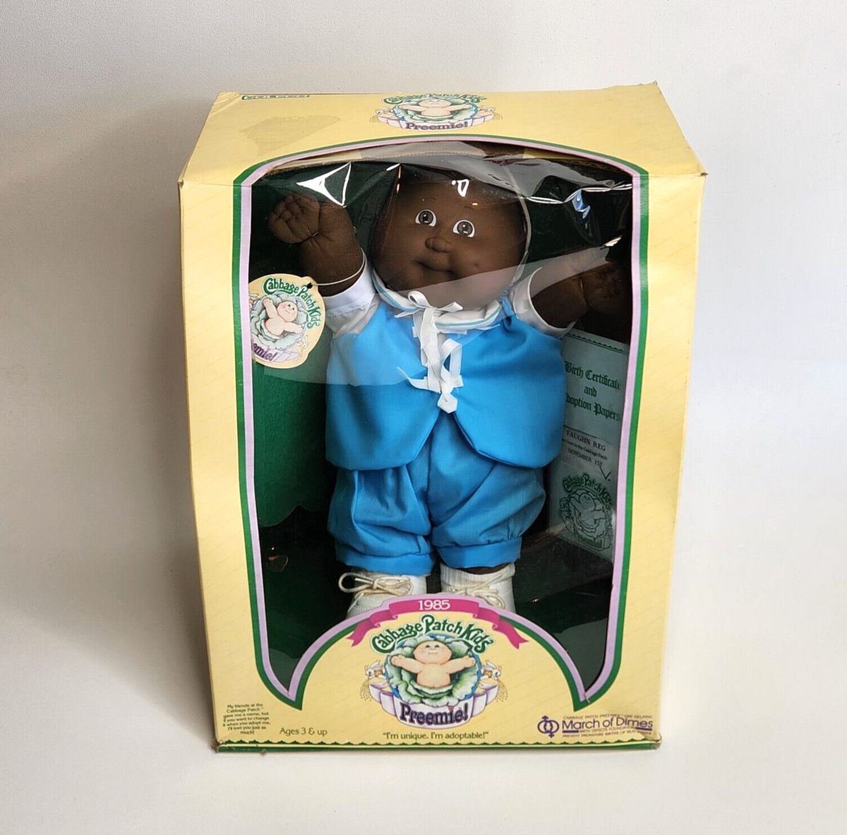 VINTAGE 1985 CABBAGE PATCH KIDS PREEMIE BABY BOY AFRICAN AMERICAN