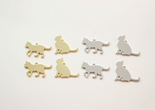 10pcs Gold/Silver Tone Cat Charm,18K Gold Plated Brass Cat Pendant,Kittens Charm