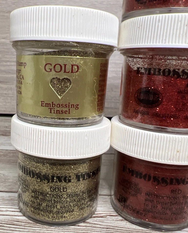 Lote de 12 Brillo en relieve "Tinsel" - Lote mixto - Dorado, Rojo, Verde, Cooper Foto 3 de 4