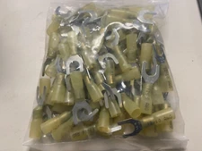 100 pcs 12-10 GAUGE FORK  HEAT SHRINK TERMINALS WIRE CONNECTORS - 5/16 STUD